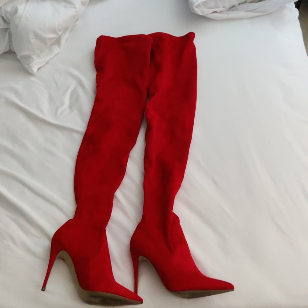 Steve Madden Dominique Red Thigh High Boots